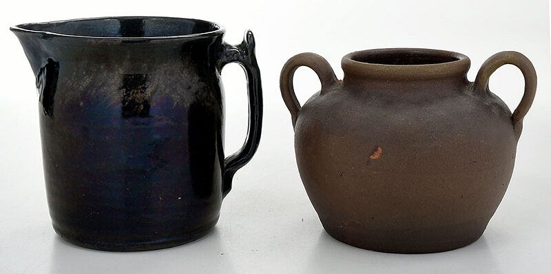 Appraisal: Two Pieces of Bachelder Pottery Oscar Louis Bachelder b Menasha