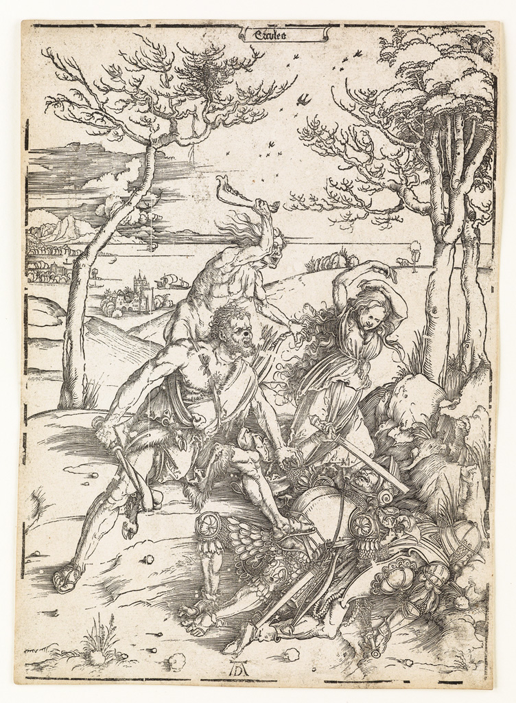 Appraisal: ALBRECHT D RER Two woodcuts Hercules Conquering the Molionide Twins