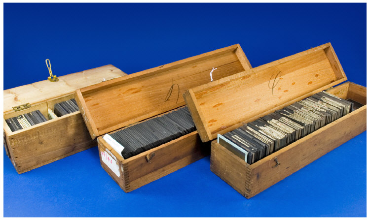 Appraisal: Magic Lantern Slides Three Boxes Containing A Collection Of Approx