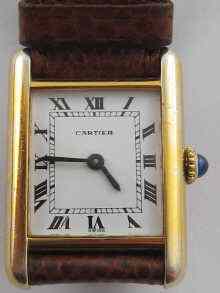 Appraisal: A silver gilt Cartier tank wrist watch on original strap