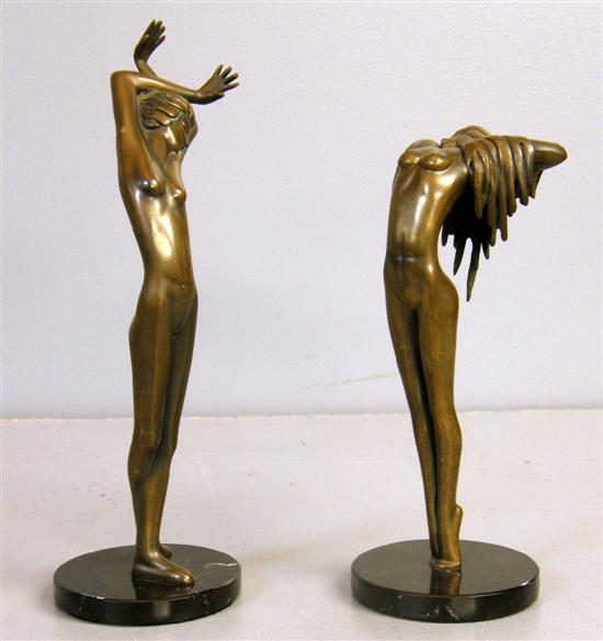 Appraisal: Pair of Art Deco style Tom Bennett bronze figures of