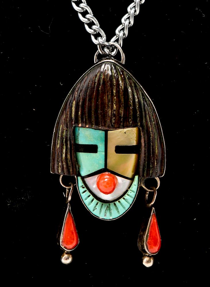 Appraisal: Southwest Native American Turquoise Coral Pendant Southwest Native American turquoise