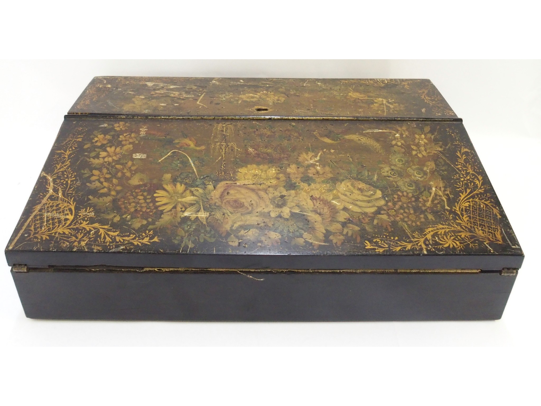 Appraisal: Victorian mahogany painted writing box