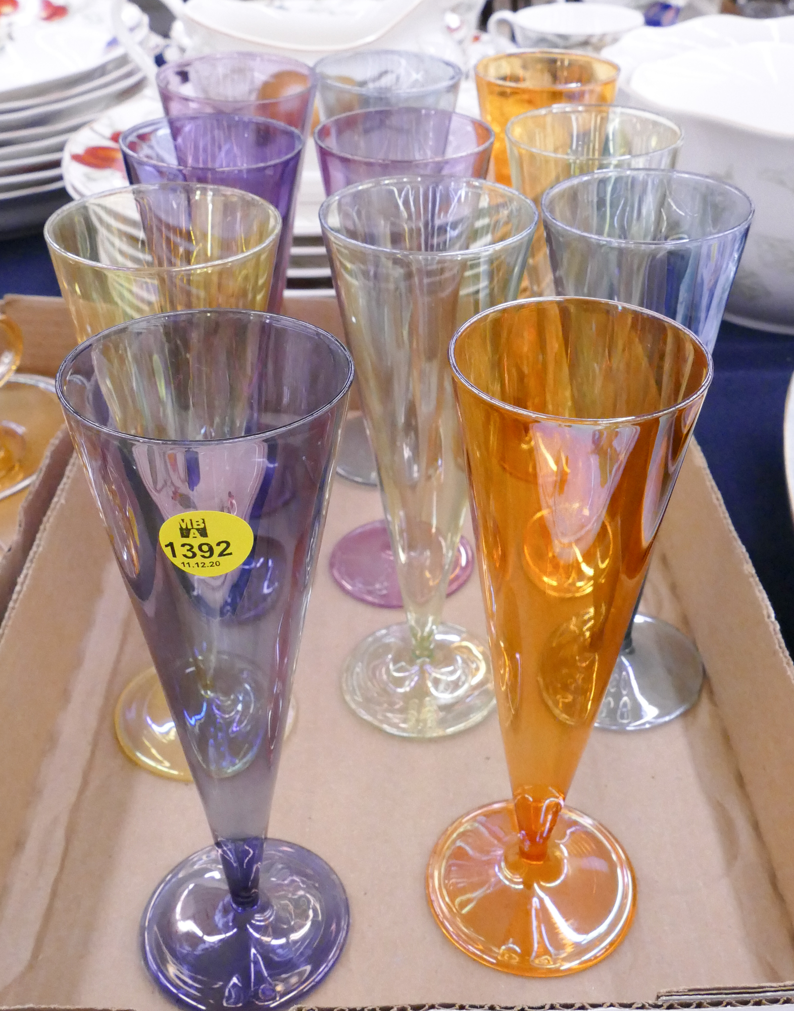 Appraisal: Set pc Vietri Colored Glass Flutes