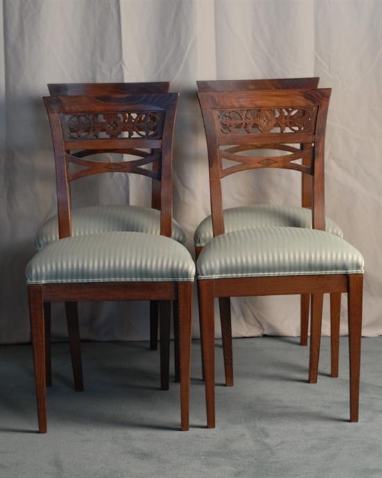 Appraisal: Four French Side Chairs having pierced and carved crests curved