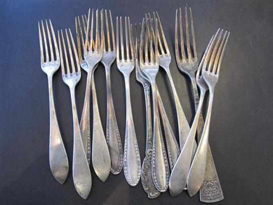 Appraisal: ONE BAG OF POLISH AND GERMAN SILVER FORKS APPROX GMS