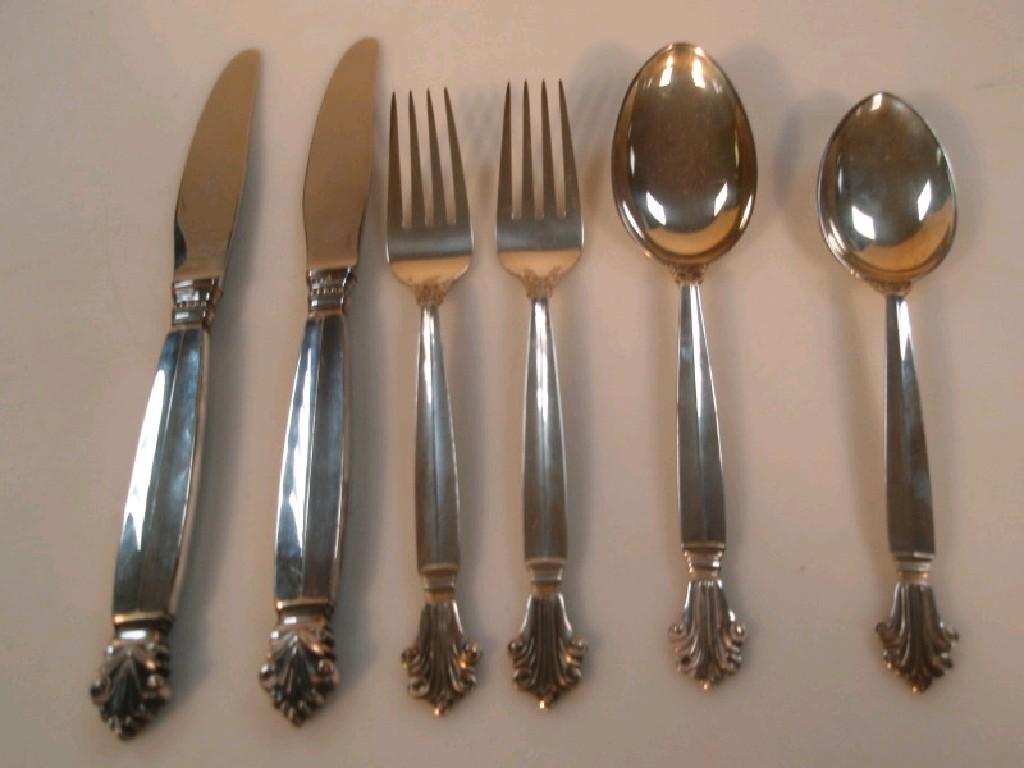 Appraisal: Georg Jensen A small collection of silver acanthus pattern cutlery