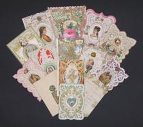 Appraisal: Fourteen Small Valentines Pop-up card features lace cut paper decorated