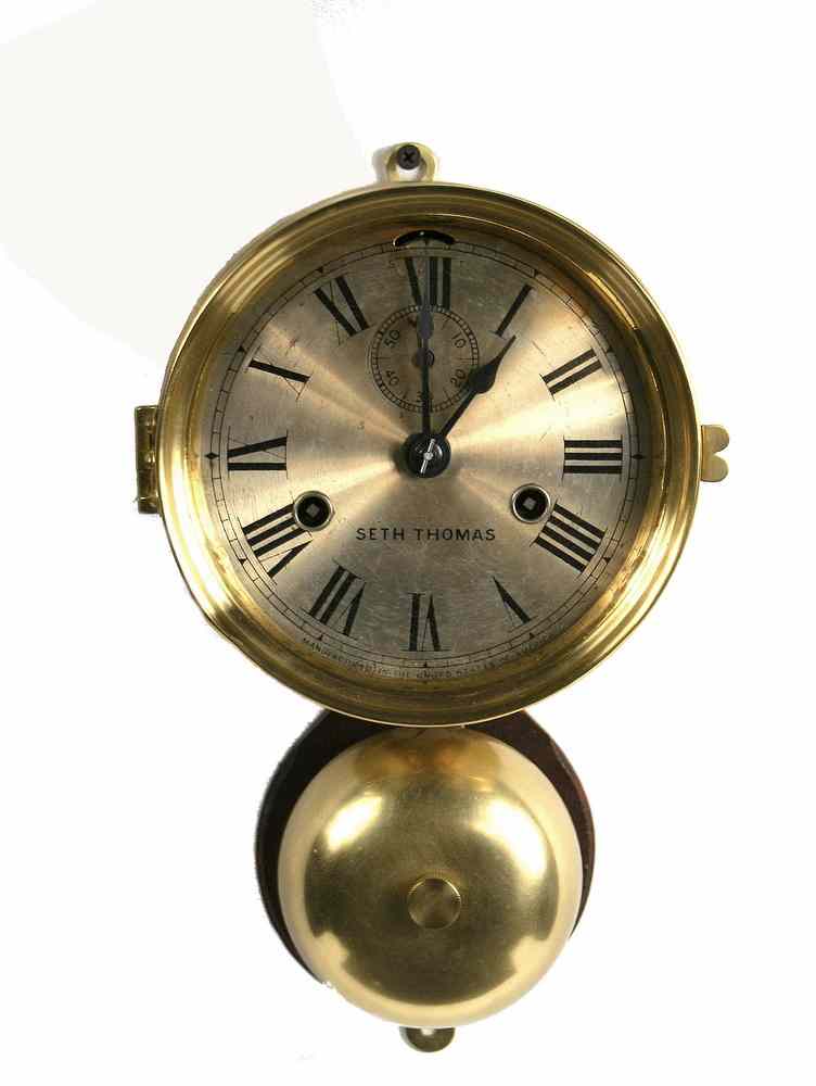 Appraisal: SETH THOMAS SHIP'S CLOCK - Brass Cased Seth Thomas Ships