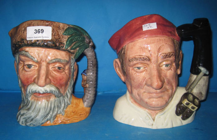 Appraisal: Royal Doulton Large Character Jugs Robinson Crusoe D and Bootmaker