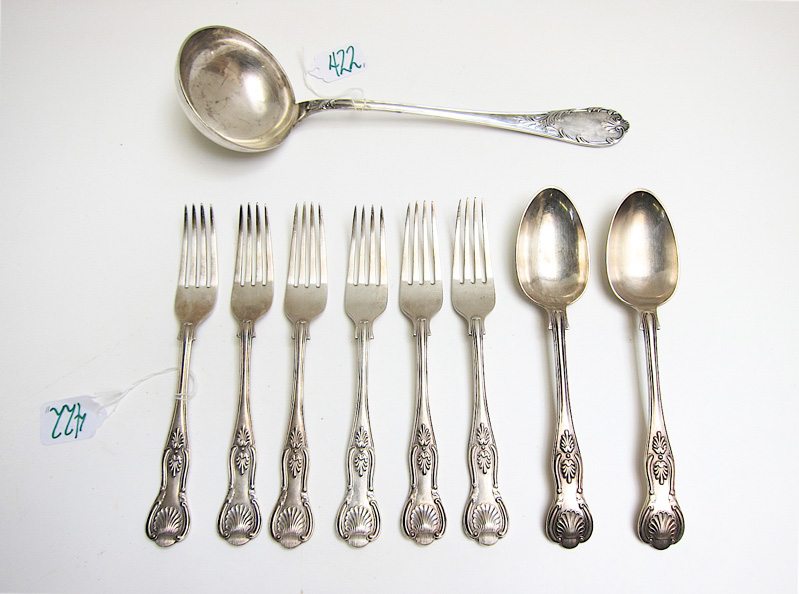 Appraisal: ELEVEN SILVER PLATED FLATWARE PIECES Christofle France soup ladle L