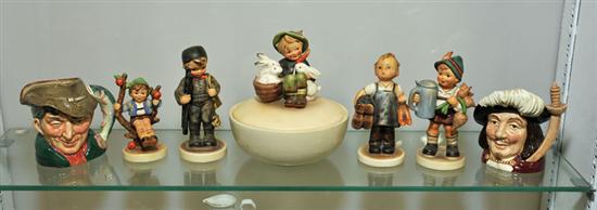 Appraisal: SIX FIGURINES Including four Hummels boy and a ladder ''