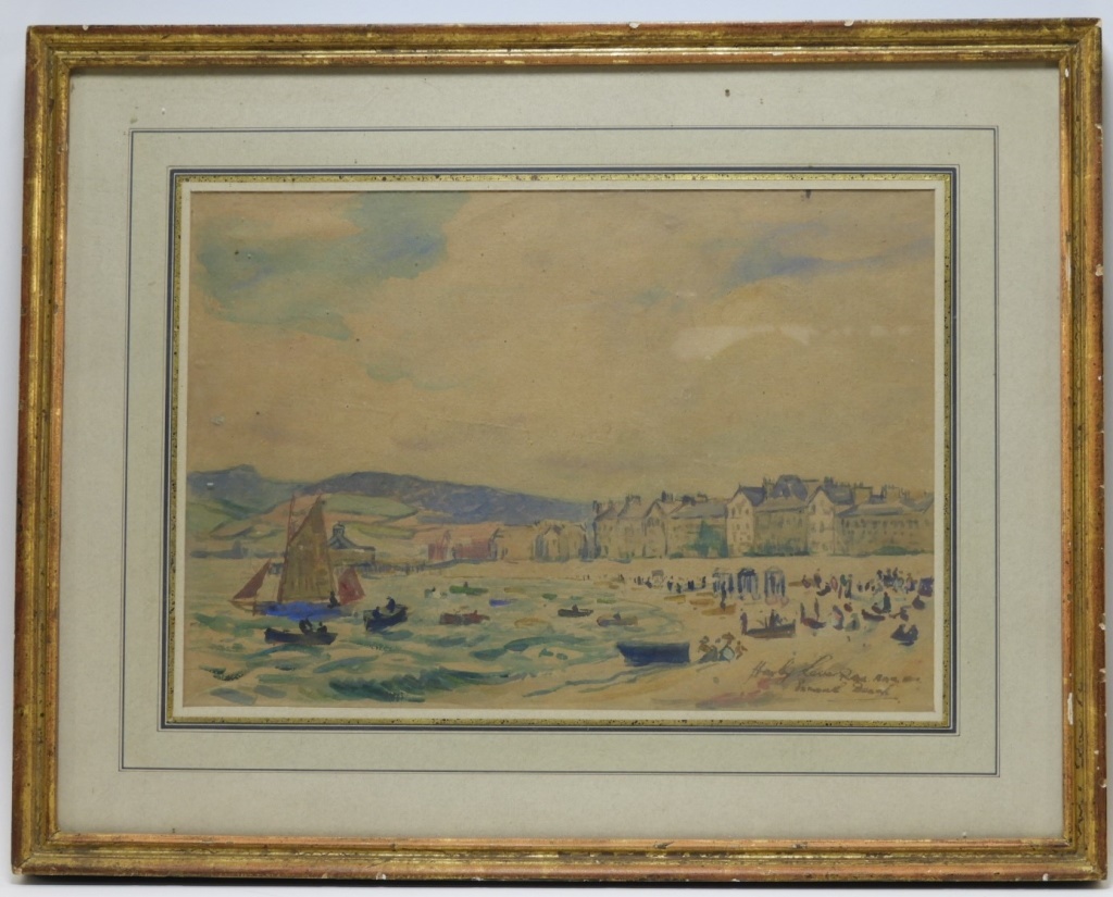 Appraisal: HAYLEY LEVER ENGLISH BEACH SCENE WC PAINTING New York Massachusetts