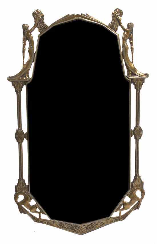 Appraisal: A Continental Art Deco Mirror with a shaped beveled plate