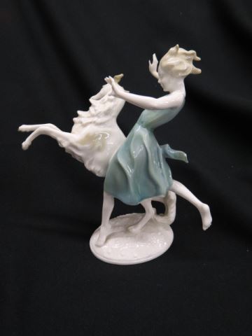 Appraisal: Hutschenreuther Porcelain Figurine of Girl and Russian wolfhound or Borsoi