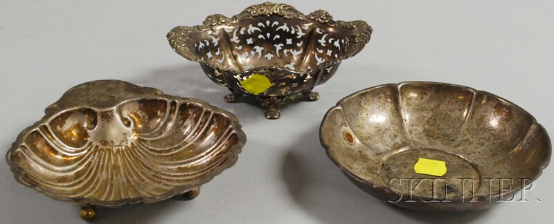 Appraisal: Three Small Sterling Silver Side Dishes an Alvin reticulated dish