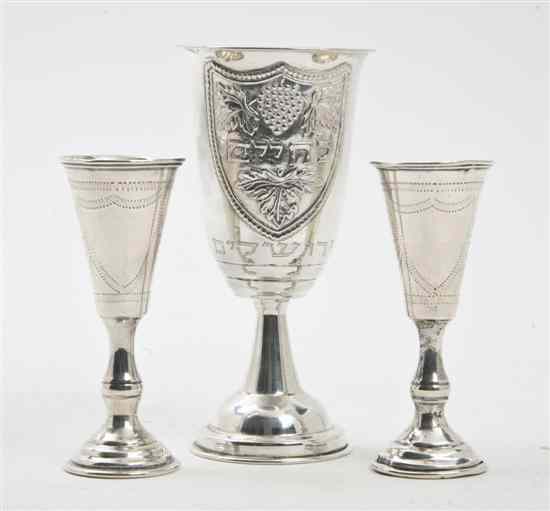 Appraisal: A Pair of English Silver Kiddish Cups Birmingham maker's mark