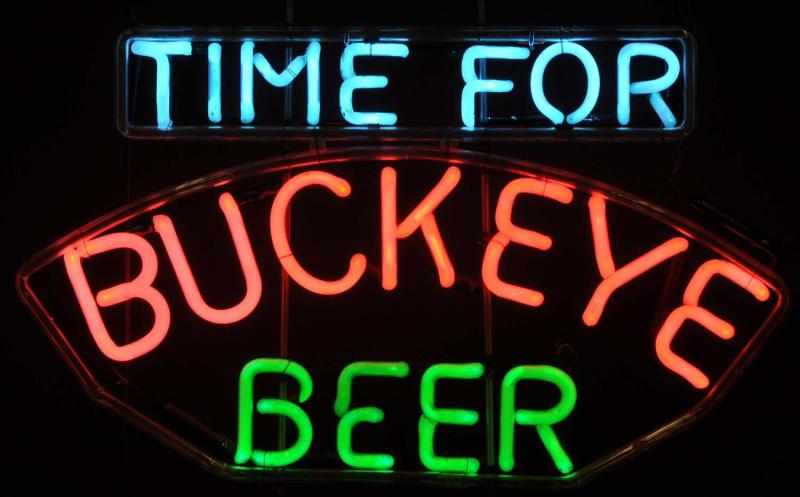 Appraisal: Buckeye Time for Beer Neon Sign Description s Pink blue