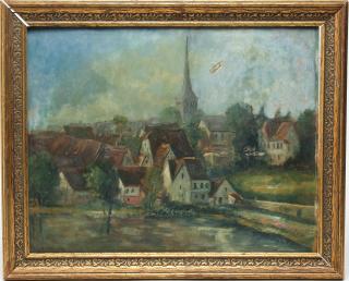 Appraisal: Niles Spencer American Vallee de Chevreuse Soulisse s oil on