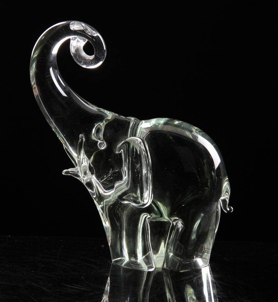 Appraisal: - Seguso Crystal Elephant Seguso crystal elephant signed h x