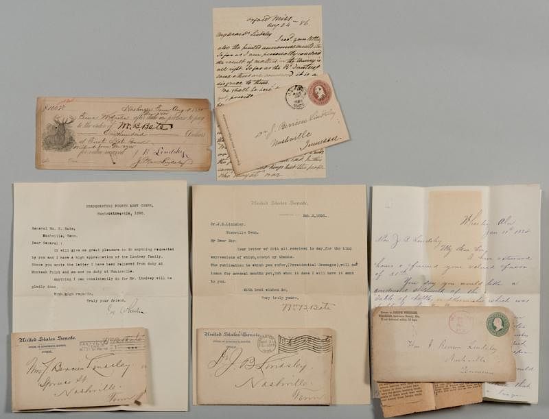 Appraisal: CSA Genls letters to J B Lindsley Stewart Wheeler Bate