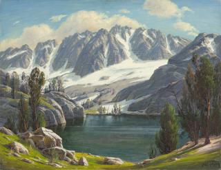 Appraisal: Paul Grimm ''Sierra Slopes'' lake at the base of a