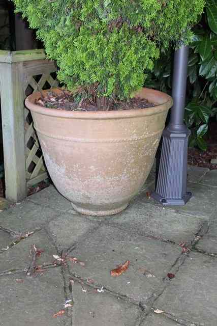 Appraisal: A LARGE TERRACOTTA PLANT POT stamped 'Barbary Pots' diameter