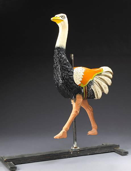 Appraisal: A carved and painted wood carousel 'ostrich' Herschell-Spillman North Tonawanda