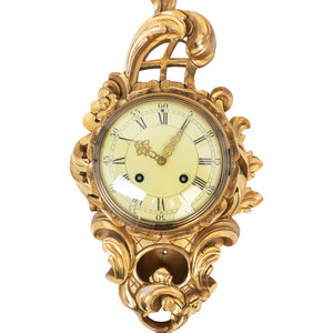 Appraisal: A Rococo Style Giltwood Cartel Clock th Century having a