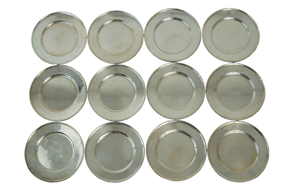 Appraisal: Frank W Smith SIlver Co Sterling Cocktail Plates Lot Frank