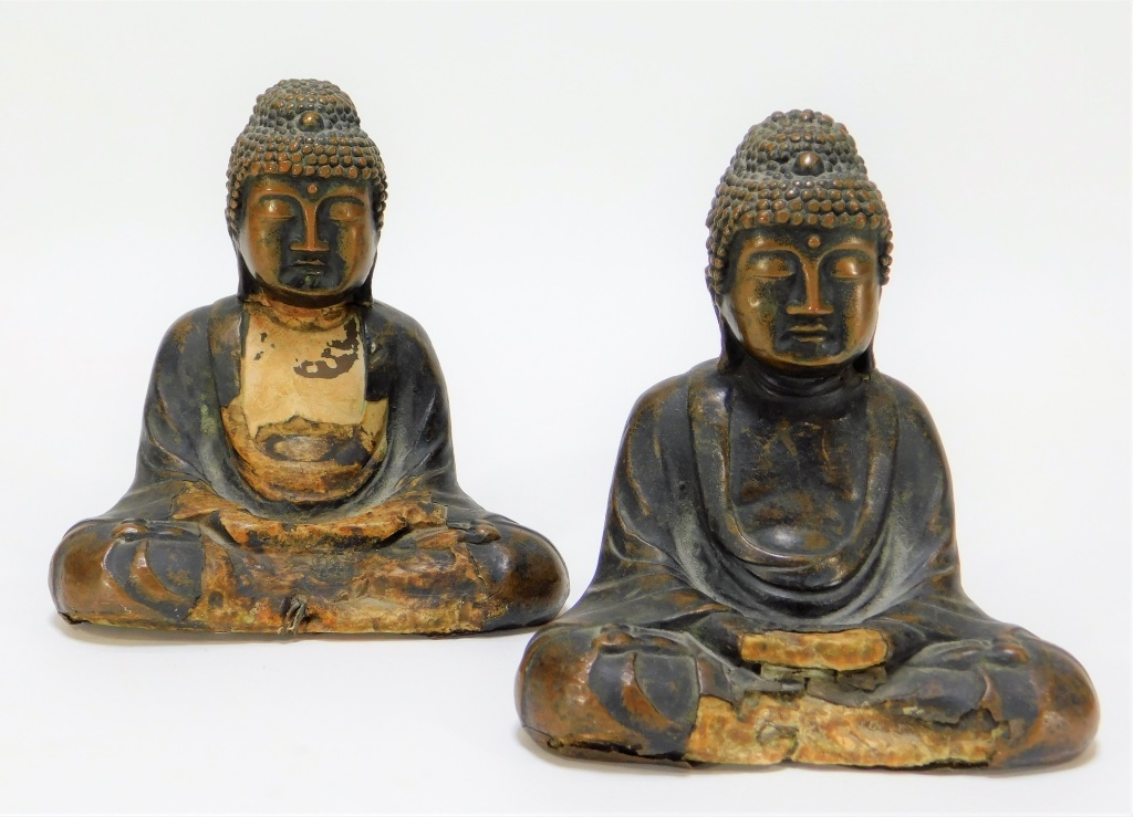 Appraisal: PR C JAPANESE COPPER OVERLAY BUDDHA FIGURES Japan th CenturyEach