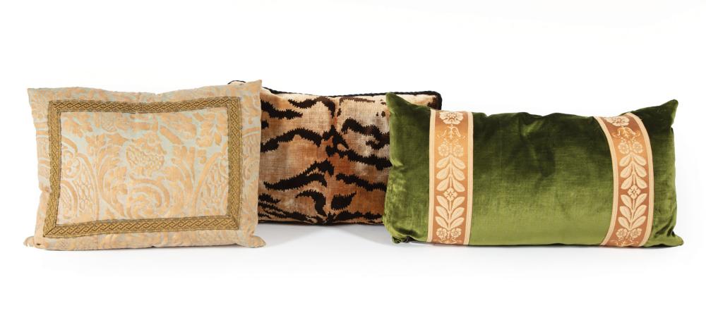 Appraisal: Three Decorative Silk and Velvet Pillows