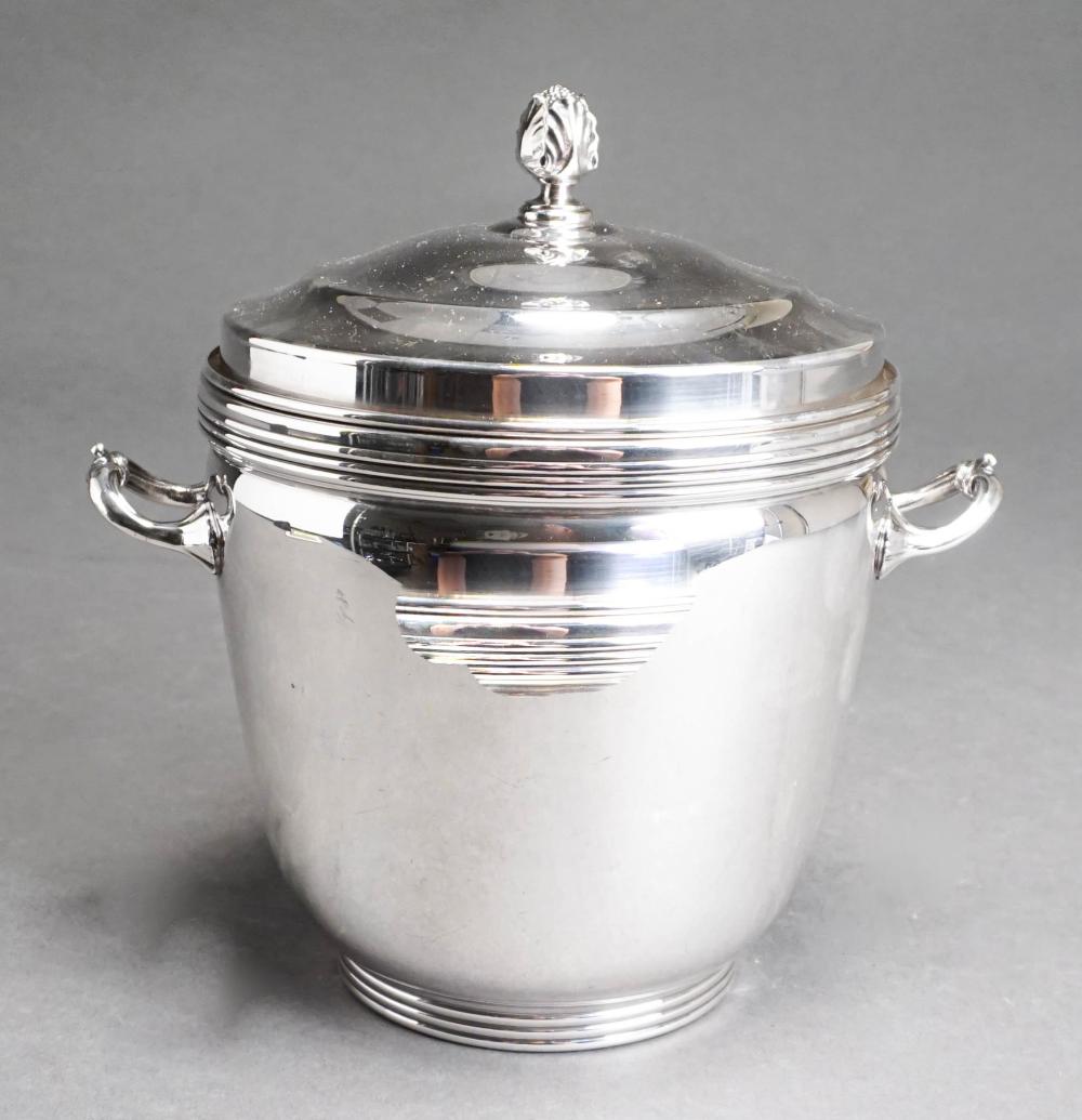 Appraisal: SHEFFIELD SILVERPLATE AND MERCURY GLASS ICE BUCKET H IN CM