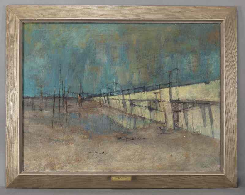 Appraisal: John Guerin ''Gulf Coast Pier'' oil on canvas Signed lower