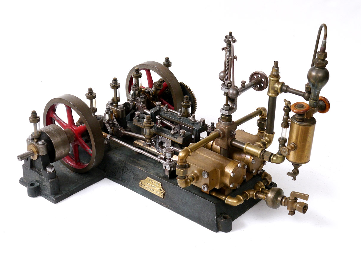 Appraisal: TWIN CYLINDER MODEL STEAM ENGINE This unique steam engine appears