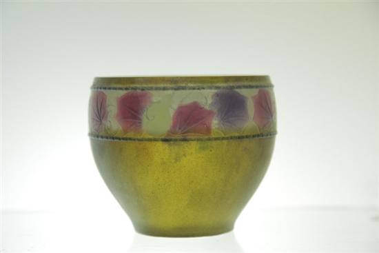 Appraisal: GABRIEL ARGY-ROUSSEAU PATE-DE-VERRE VASE Olive colored opalescent vase having a