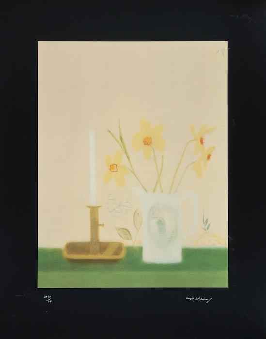 Appraisal: Craigie Aitchison - Daffodils and candlestick silkscreen printed in colours