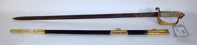 Appraisal: British Naval officer's sword Grip is of solid brass as