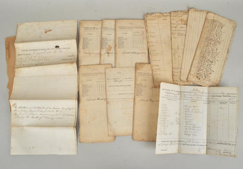 Appraisal: Group Civil War US Army Quartermaster Documents Lot Civil War