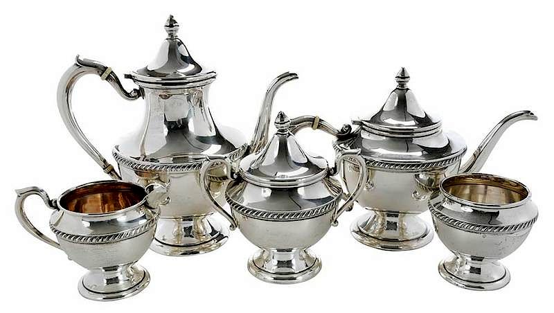 Appraisal: Five Piece Sterling Tea Set American th century urn forms