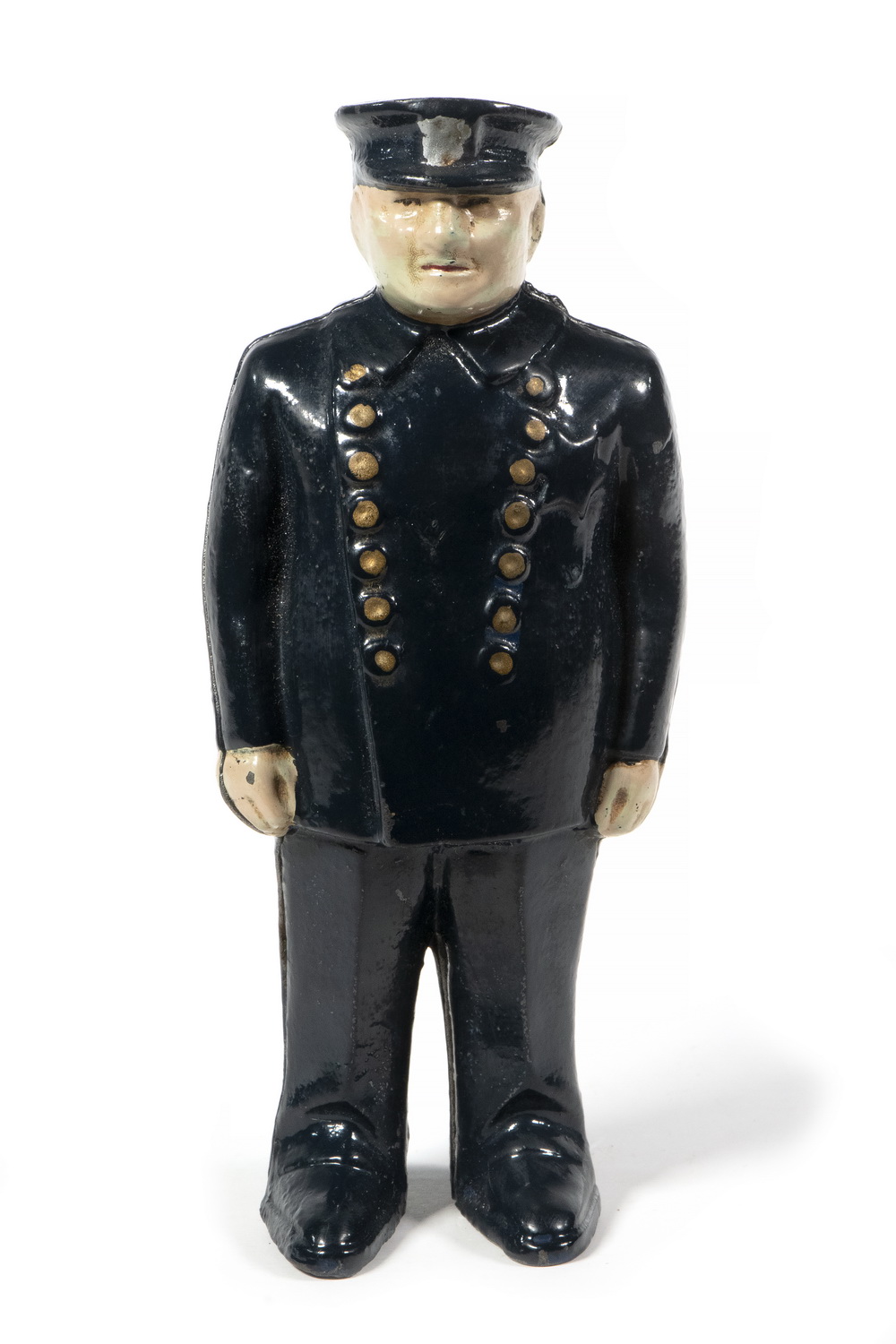 Appraisal: ARCADE POLICEMAN IRON STILL BANK Circa s Painted Cast Iron