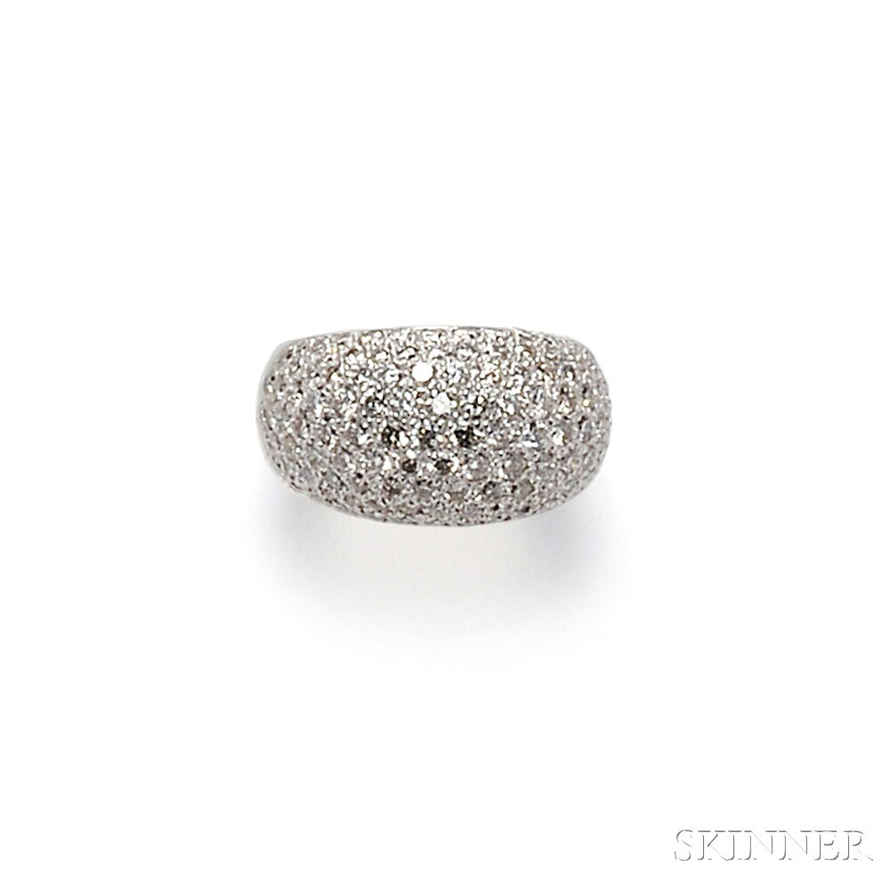 Appraisal: Platinum and Diamond Dome Ring Sonia B pave-set with full-cut