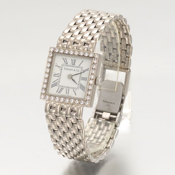 Appraisal: TIFFANY CO WHITE GOLD AND DIAMOND QUARTZ LADIES' WATCH mm