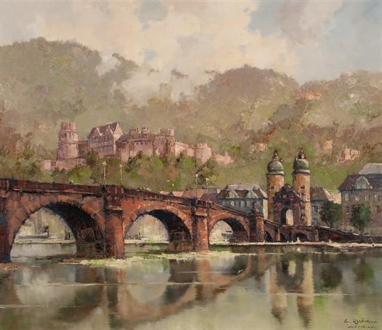 Appraisal: Ernst Brocker German - View of Heidelberg Oil on Canvas