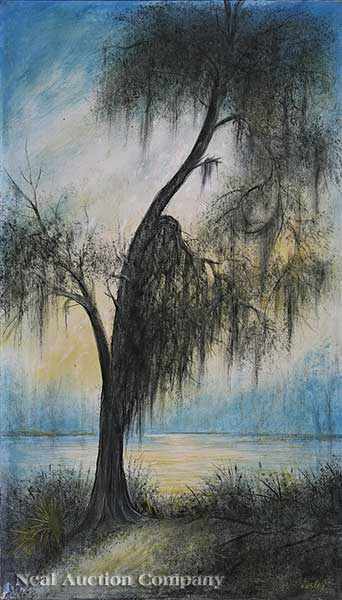 Appraisal: Will Ousley American Louisiana - Cypress Silhouette with Spanish Moss