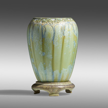 Appraisal: Adelaide Robineau EXCEPTIONAL SEAWEED VASE WITH STAND USA c crystalline-glazed