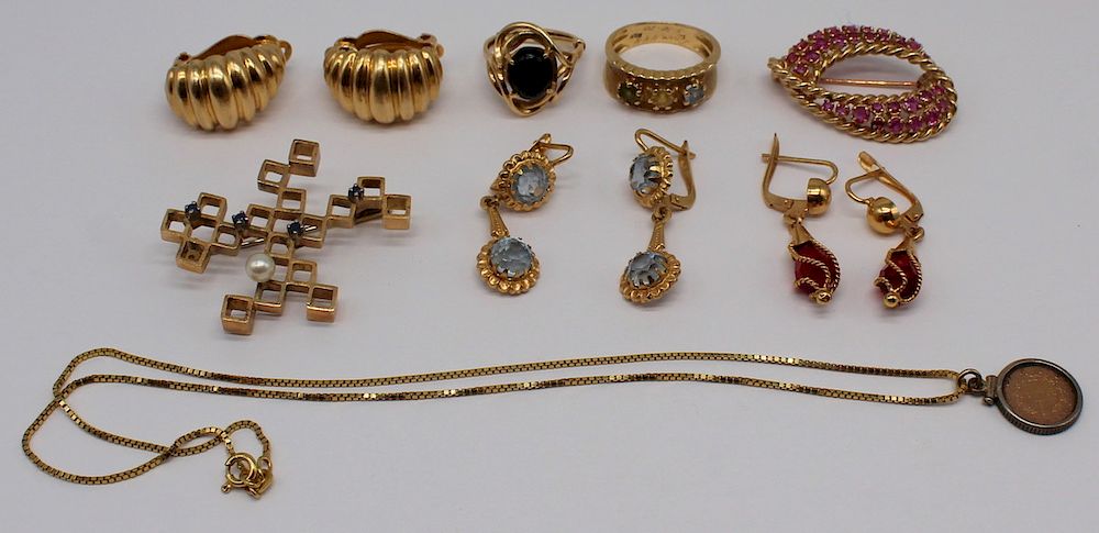 Appraisal: JEWELRY Assorted Gold Jewelry Includes a pair of kt yellow