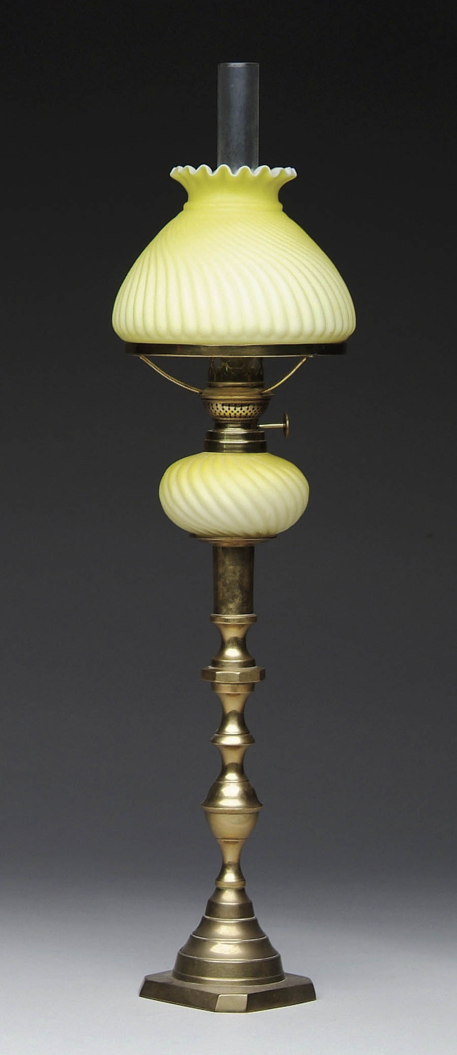 Appraisal: SATIN GLASS PEG LAMP Very nice early peg lamp has