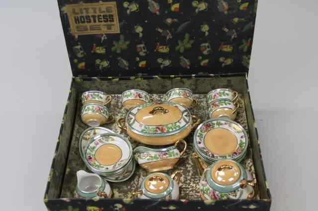 Appraisal: BOXED TEA SERVICE Marked Paris china set done in deep