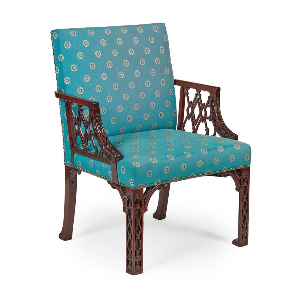 Appraisal: GEORGE III 'CHINESE CHIPPENDALE' MAHOGANY ARMCHAIR IN THE MANNER OF